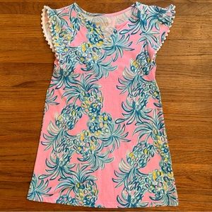 Lilly Pulitzer Size 6-7 Girls Dress Pink and Pineapples Summer Beach Dress